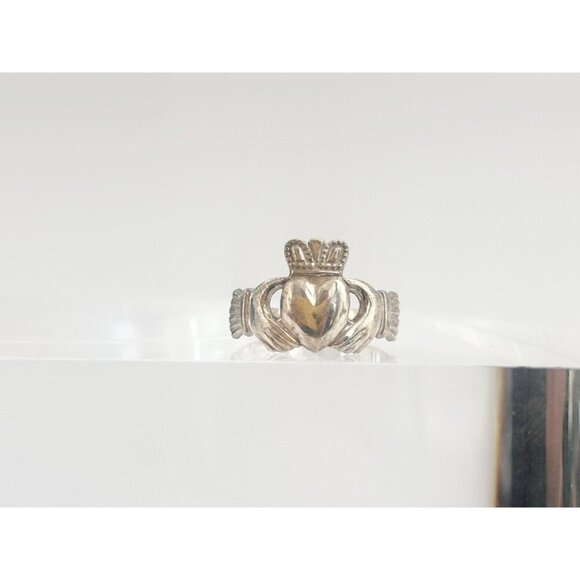 Irish Made Claddagh Heart & Crown Sterling Silver 925 Vintage Ring - sz 3 - Picture 13 of 13